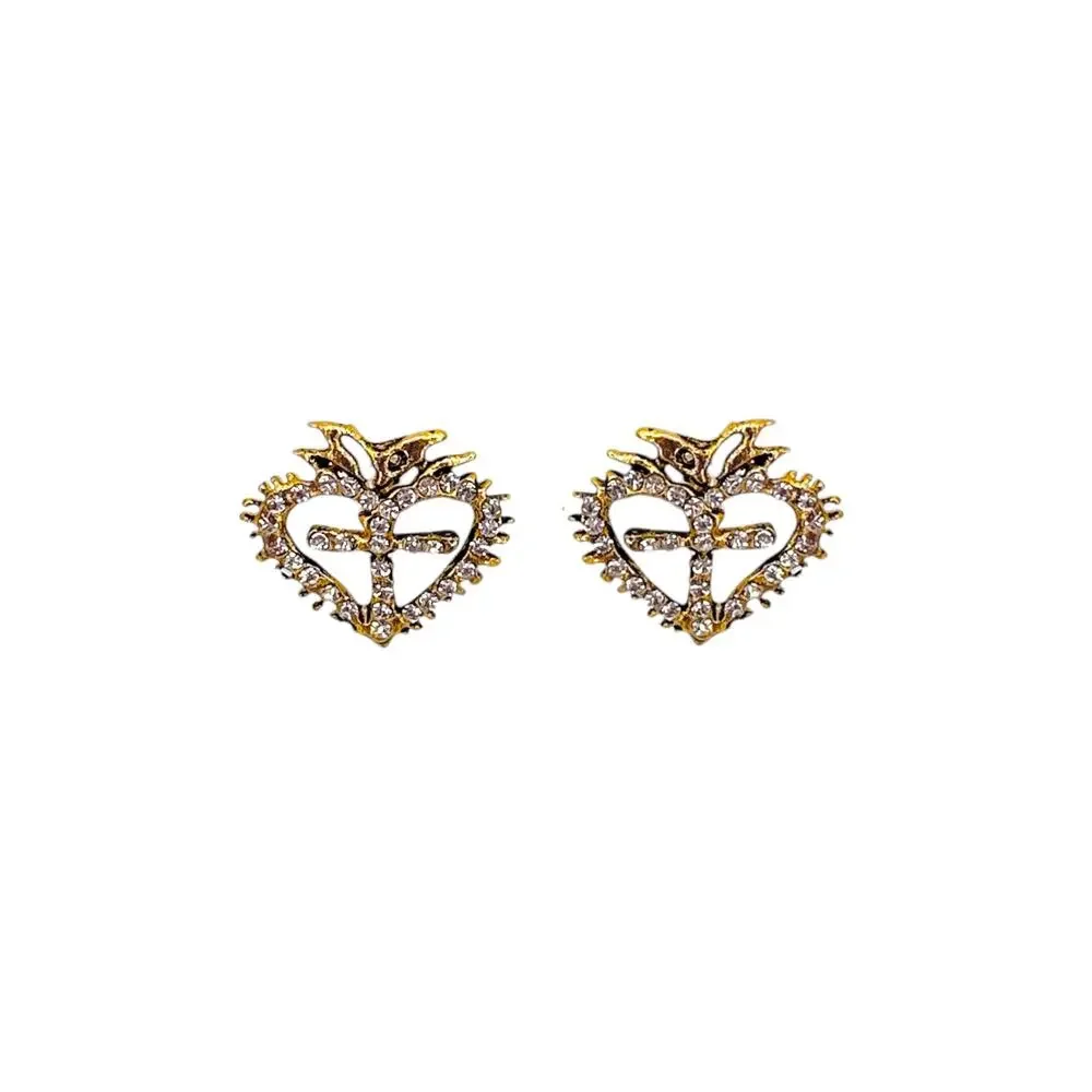 VIRGINS SAINTS & ANGELS VSA Queen of Hearts Petite Crystal Logo Post Gold - Picture 3 of 6